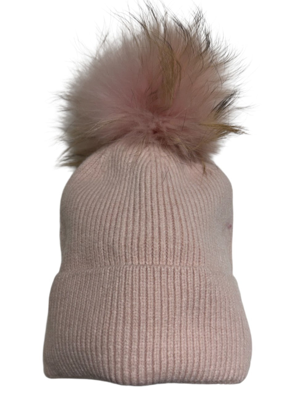 Berretto in lana con pon pon in murmasky rosa antico