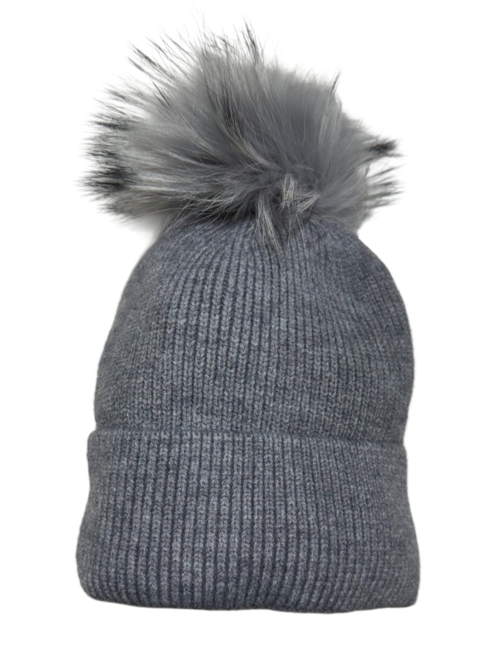 Berretto in lana con pon pon in murmasky grigio