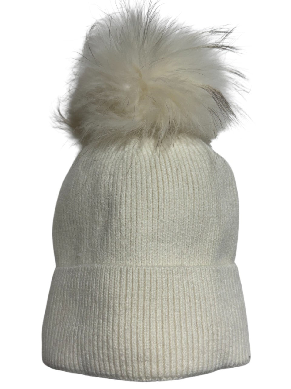 Berretto in lana con pon pon in murmasky panna