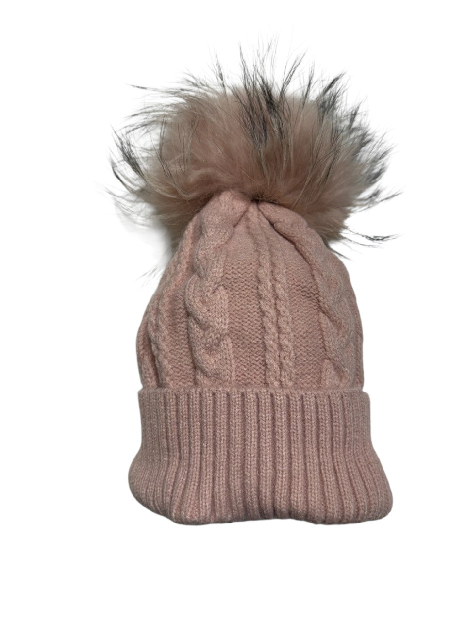 Berretto in lana int con pon pon in murmasky rosa