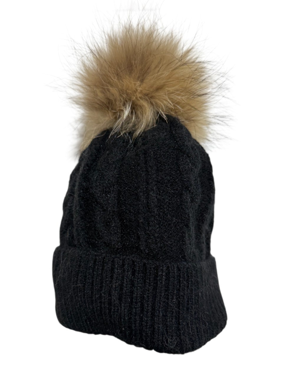 Berretto in lana int con pon pon in murmasky nero