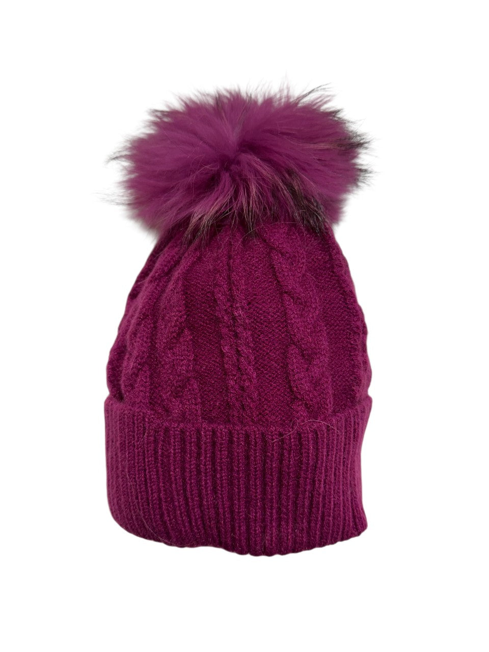 Berretto in lana int con pon pon in murmasky viola