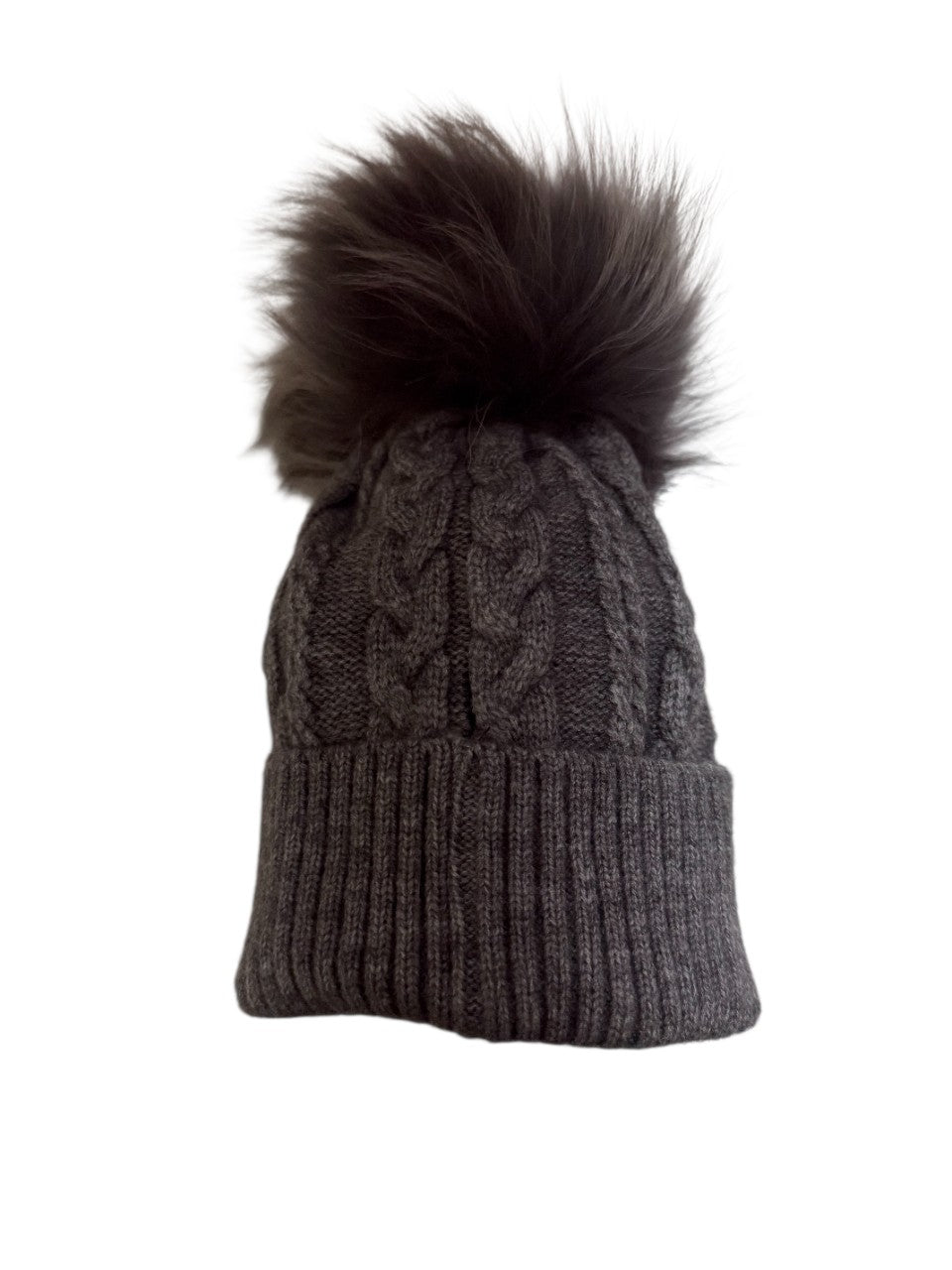 Berretto in lana int con pon pon in murmasky grigio