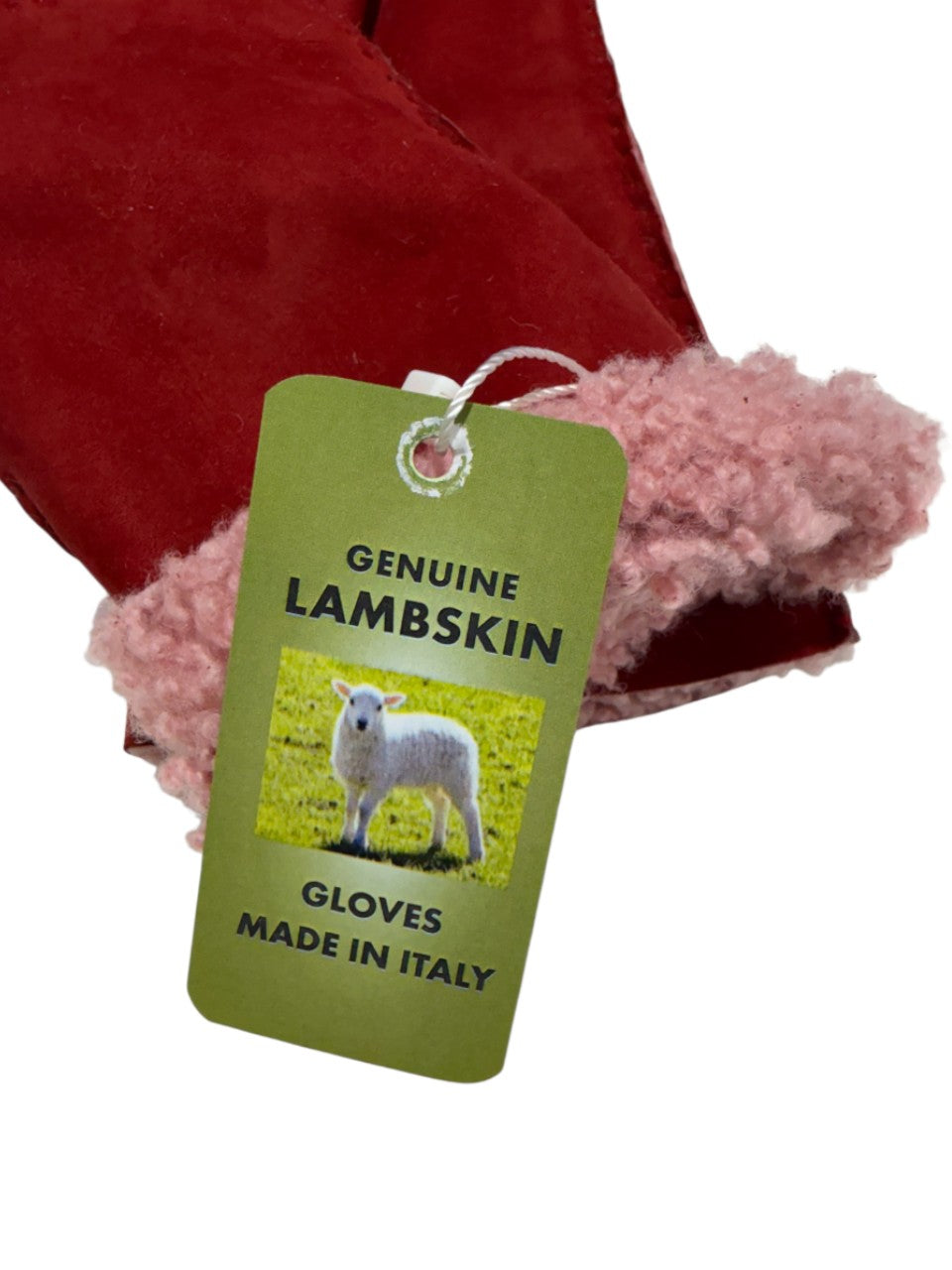 Guanto in vero montone da donna rosso