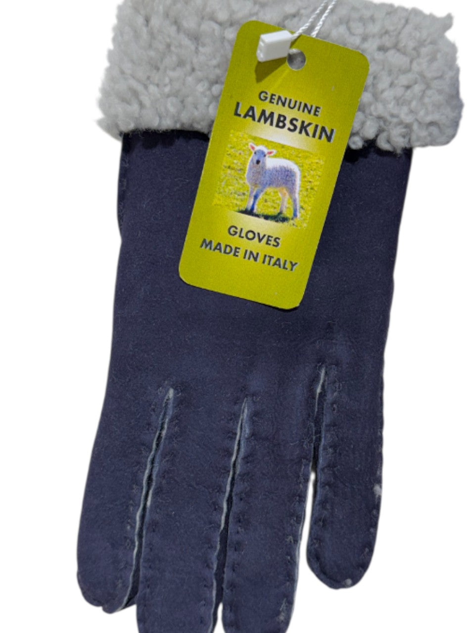 Guanto in vero montone da donna blu