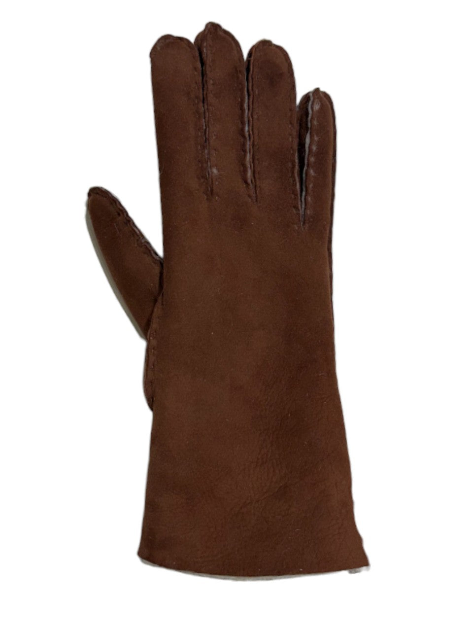 Guanto in vero montone da donna cognac