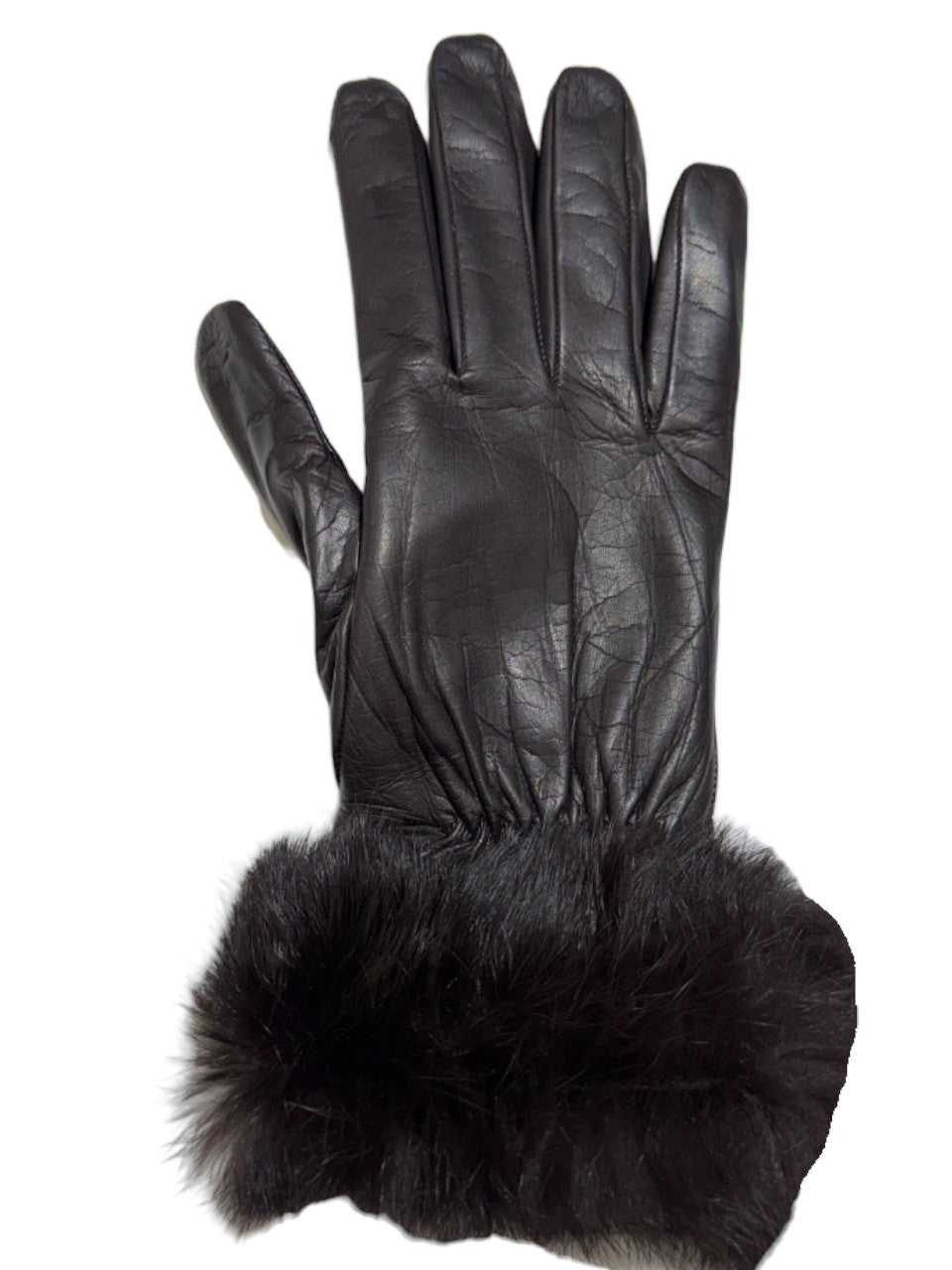 Guanto in vera pelle da donna testa di moro bordati in lapin