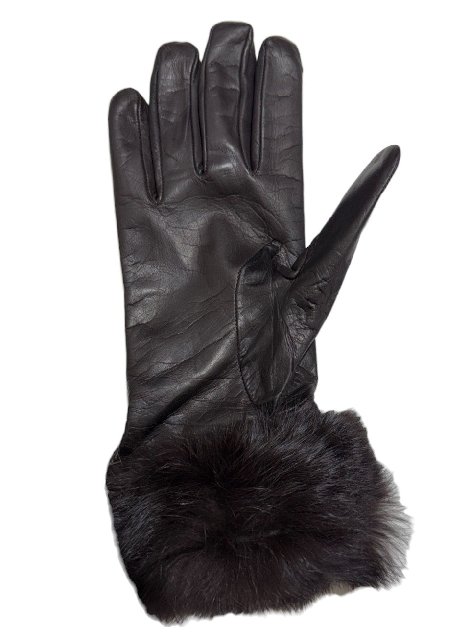 Guanto in vera pelle da donna testa di moro bordati in lapin