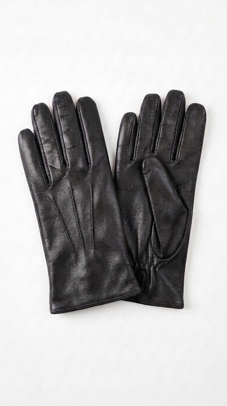 Guanto in vera pelle da donna nero 3 stripes foderato cashmire