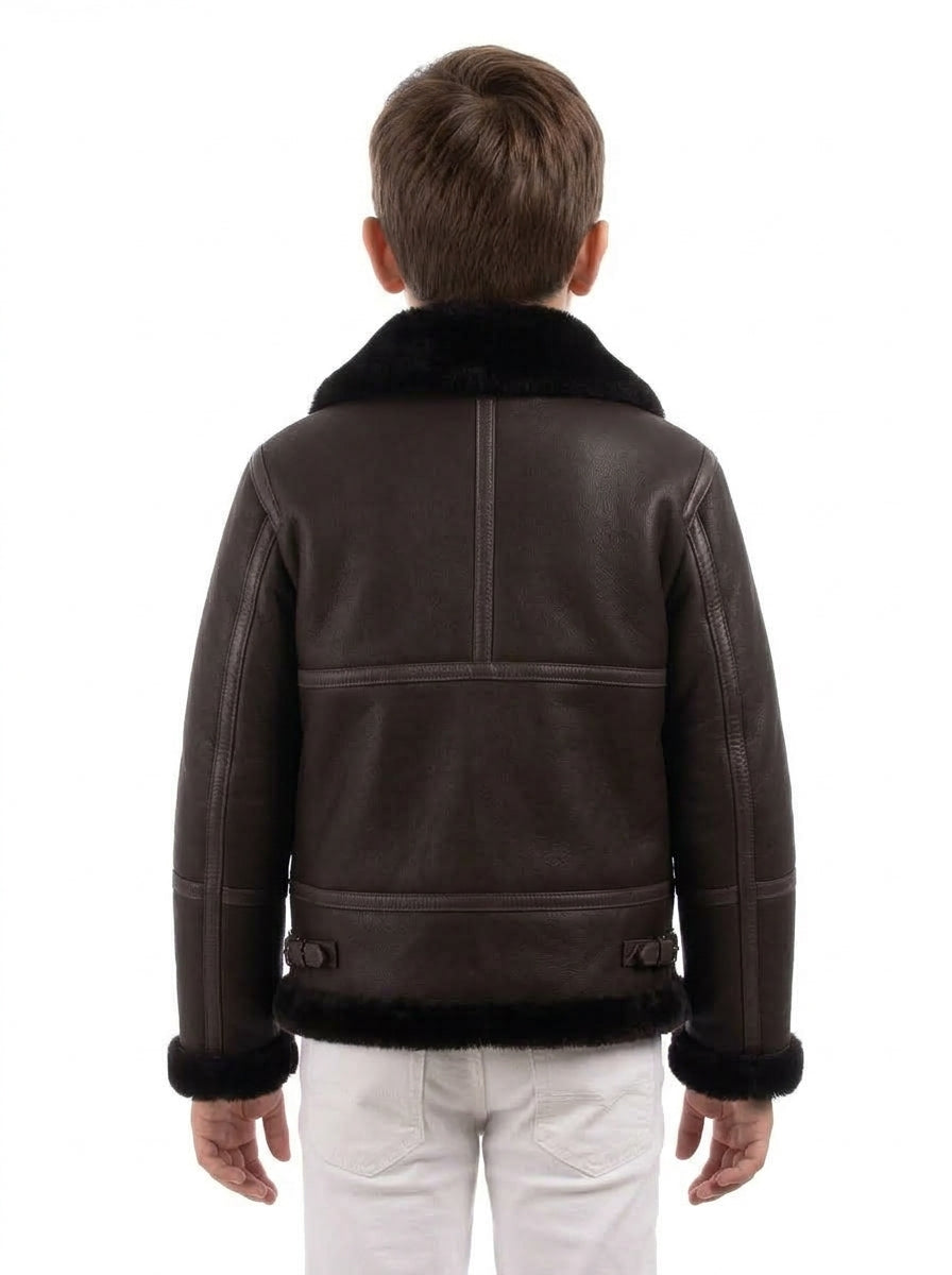 Bomber montone con zip aviatore ROCKY B3 marrone vintage bambino