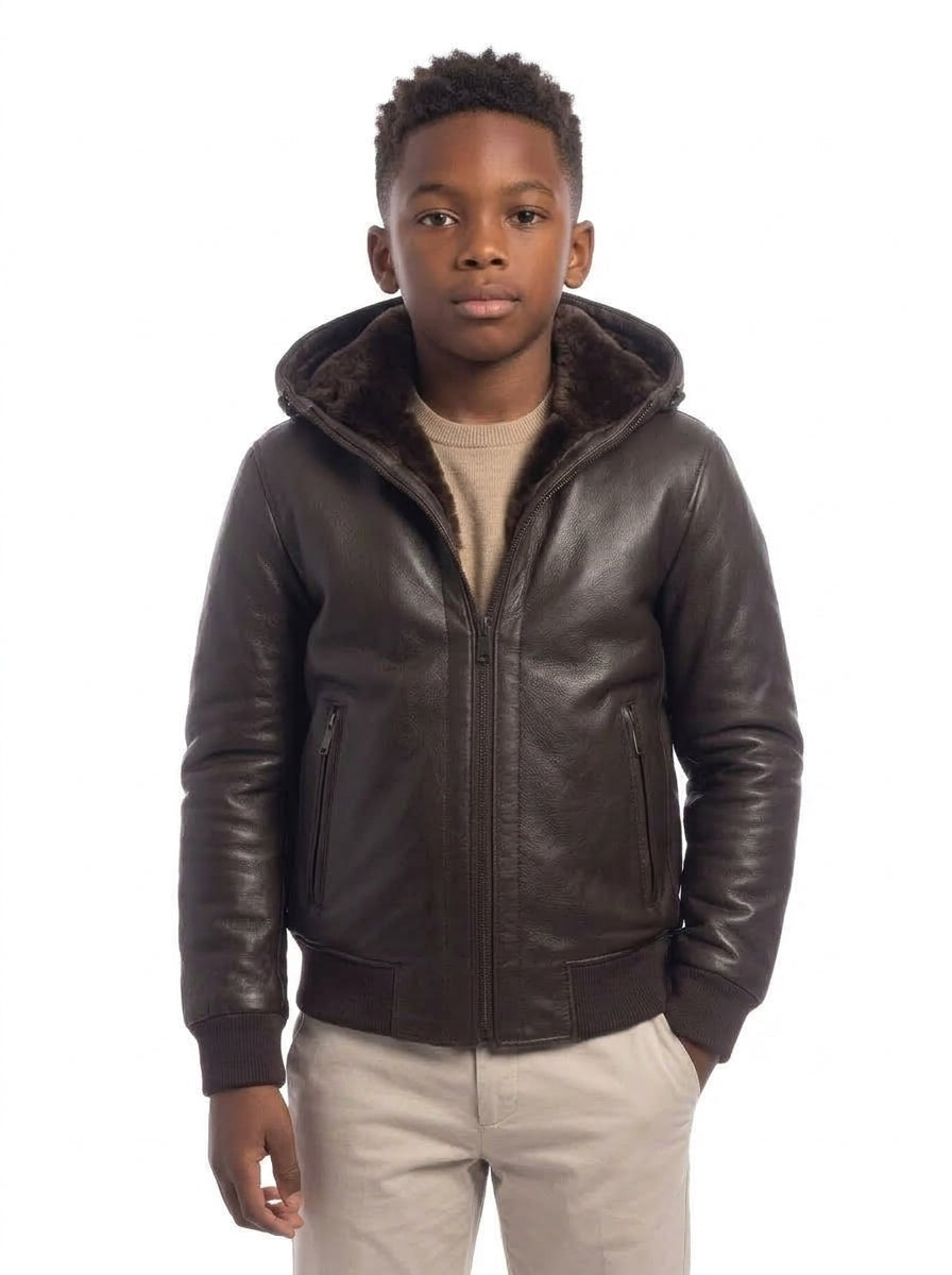 Bomber montone con zip Polo Shearling testa di moro bambino
