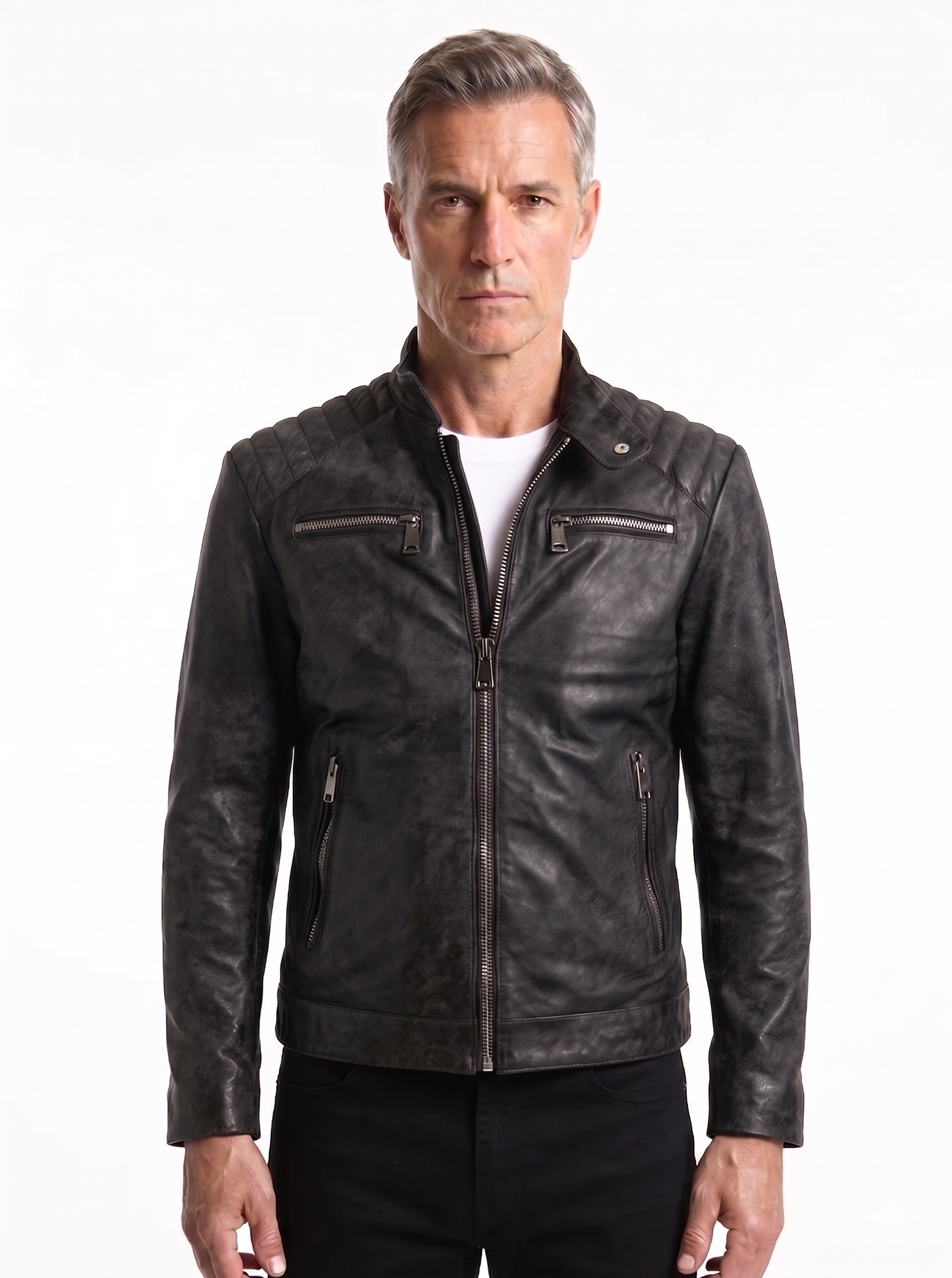 Giacca in vera pelle uomo nero STORM