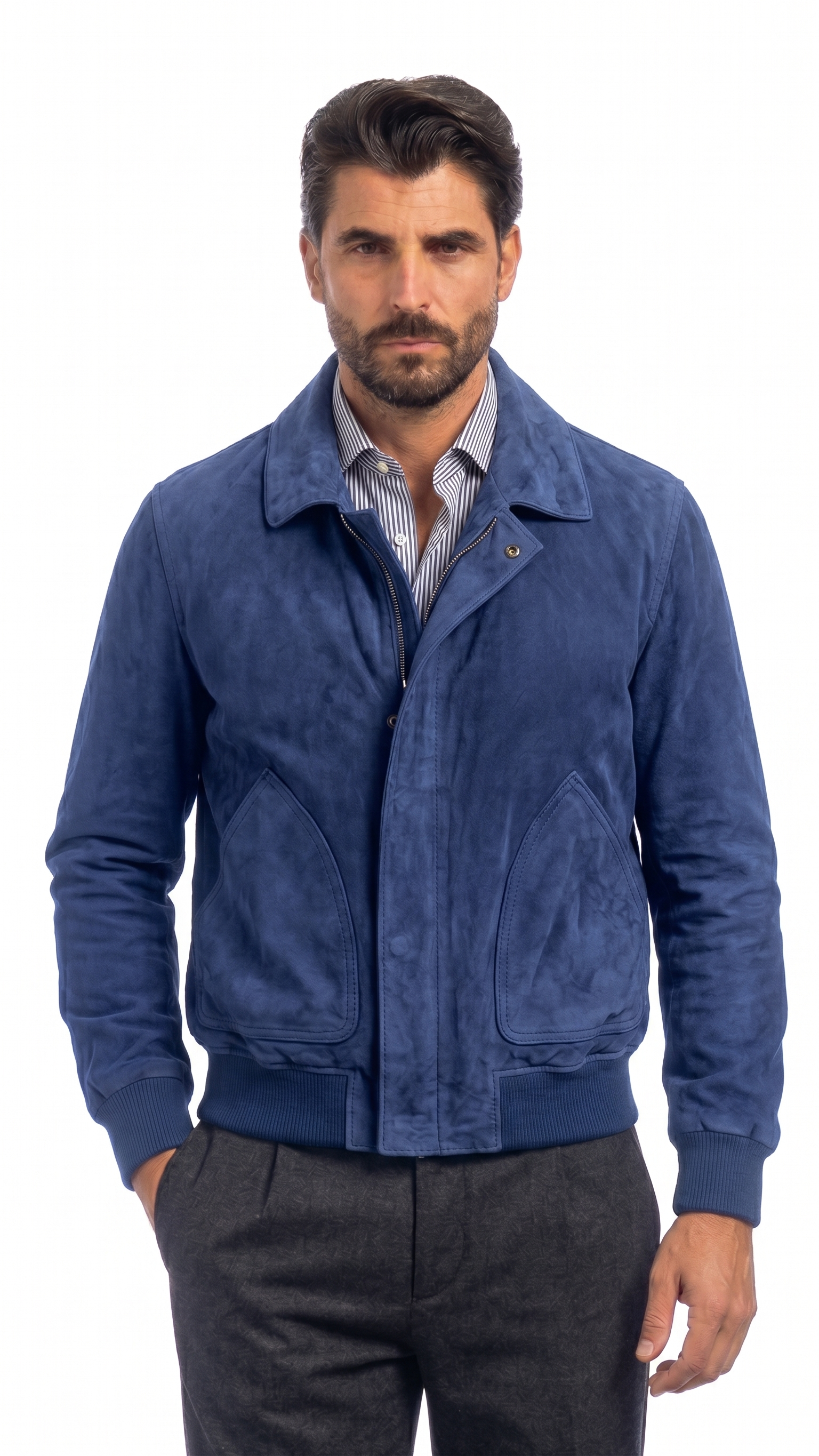 Giacca TIPS in camoscio uomo blu