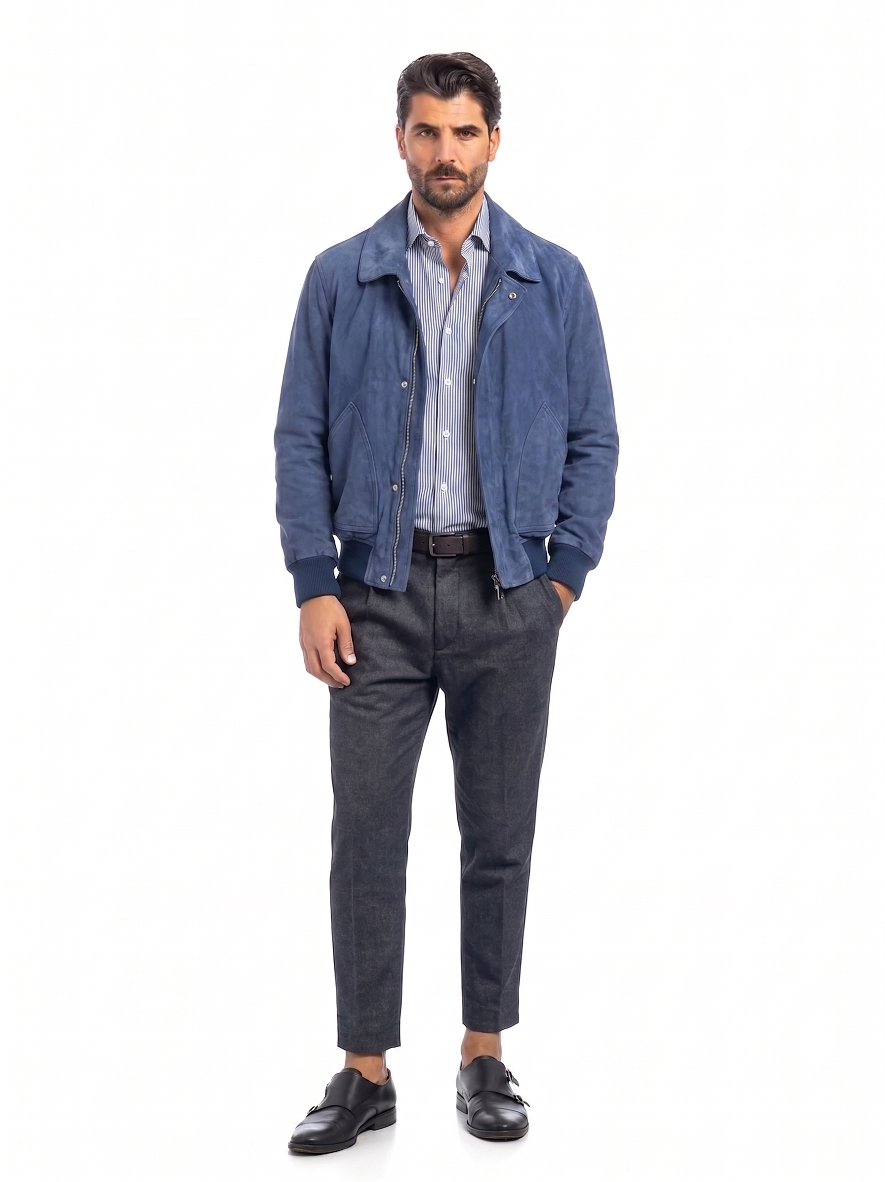 Giacca TIPS in camoscio uomo blu