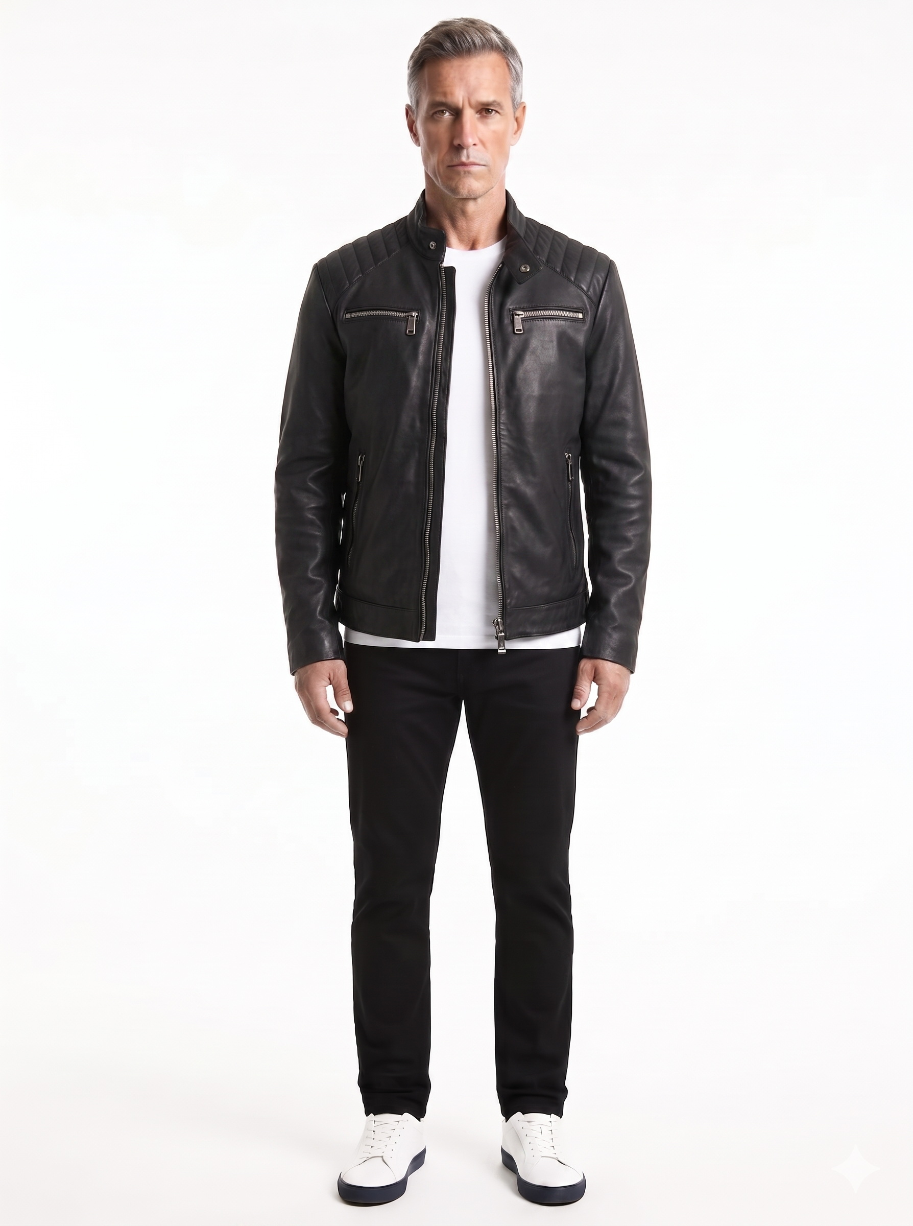 Giacca in vera pelle uomo nero STORM