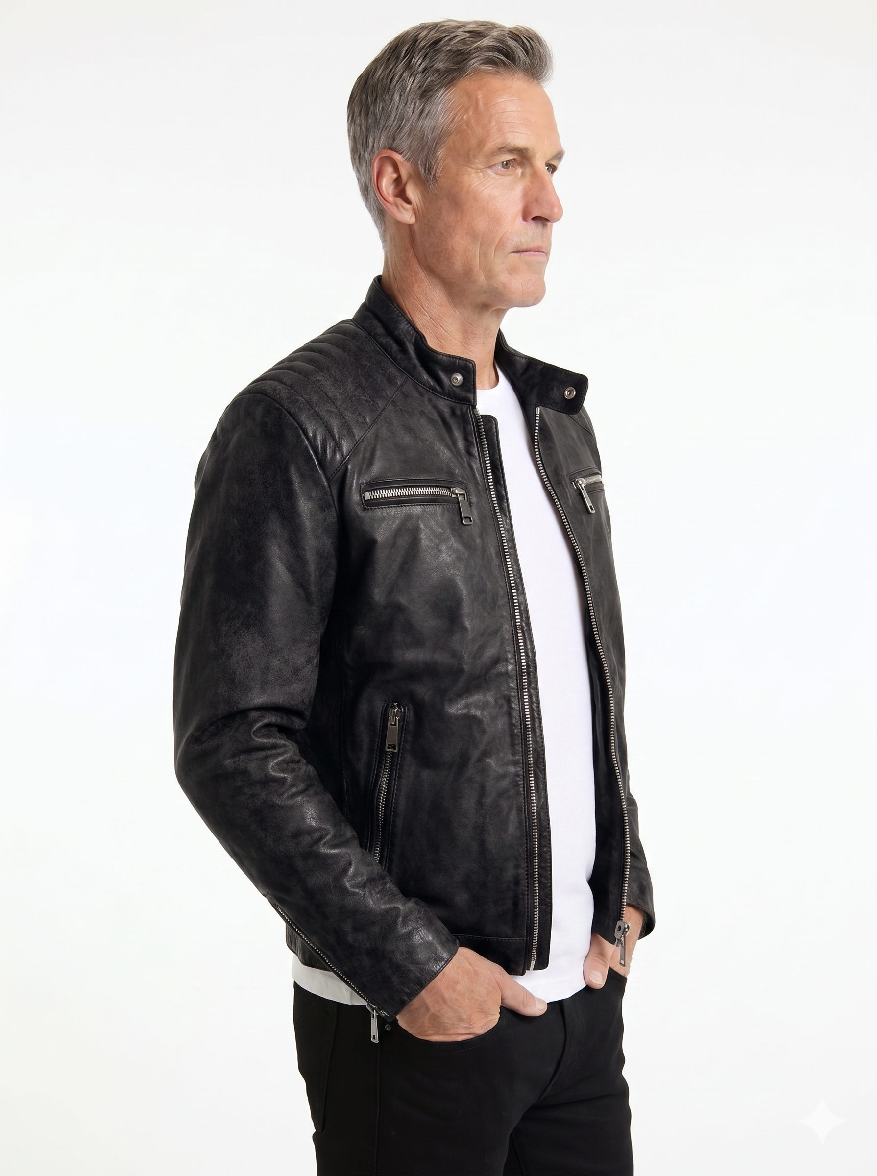 Giacca in vera pelle uomo nero STORM