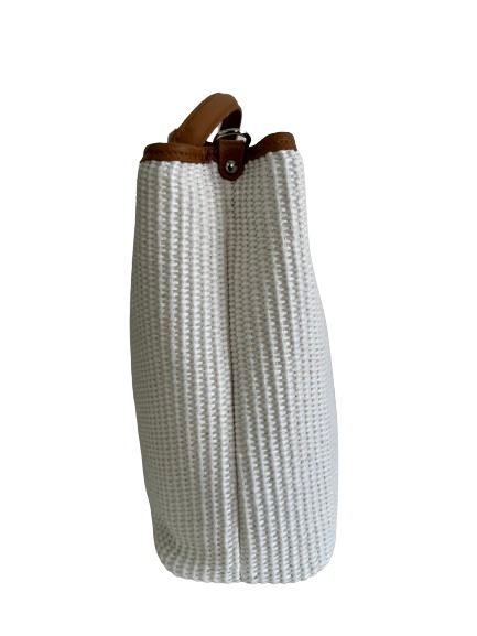Borsa in vimini panna e marrone 6