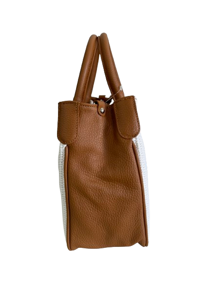 Borsa in vimini panna e marrone 7