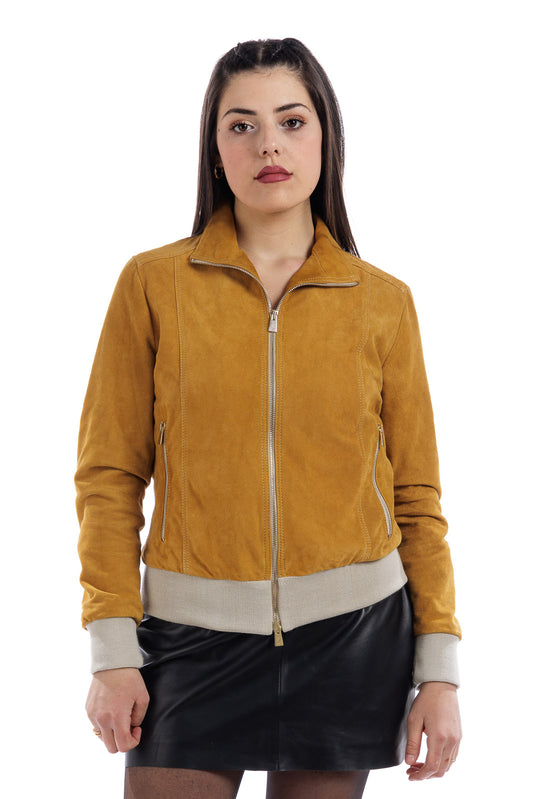 Bomber in camoscio donna whisky