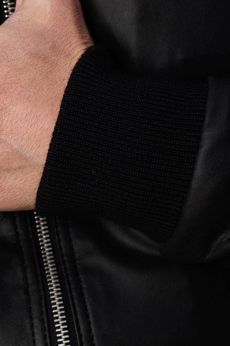 Bomber in pelle con zip POLO nero