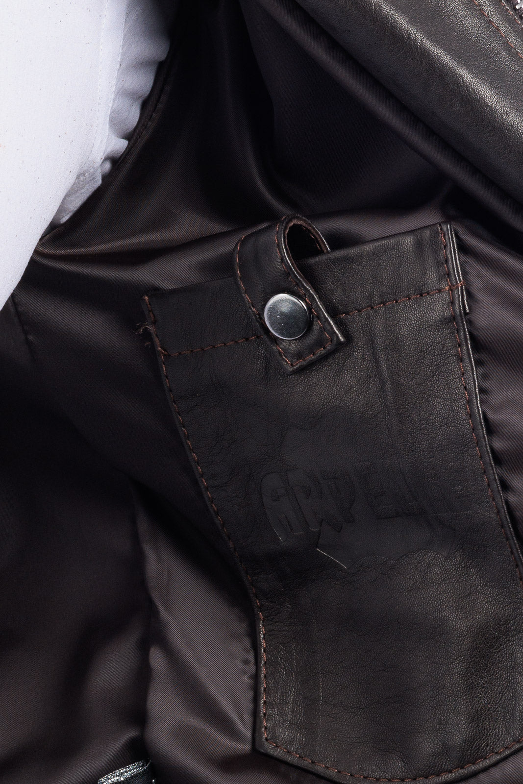 Bomber in pelle con zip POLO testa di moro Elasticizzato