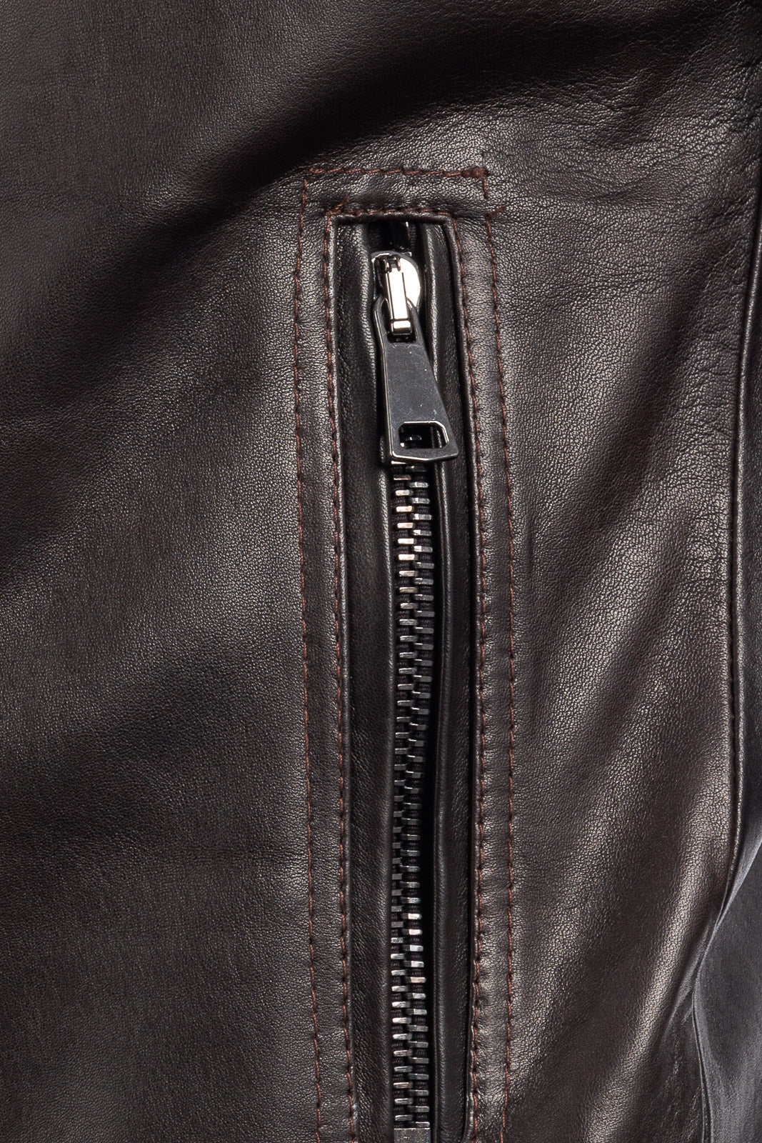 Bomber in pelle con zip POLO testa di moro Elasticizzato