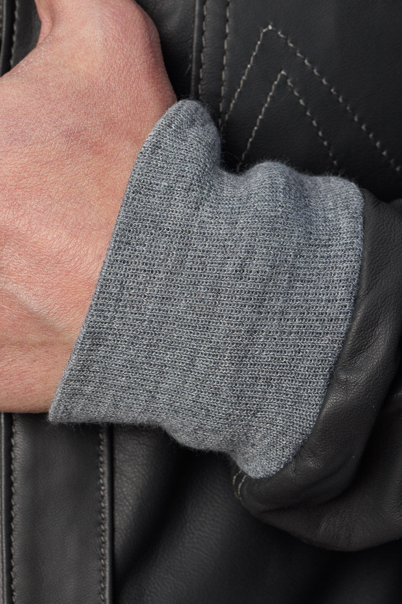Bomber in pelle con zip TAK grigio