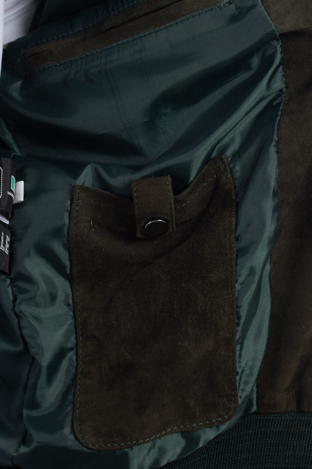Bomber verde in camoscio di renna uomo con zip NUV