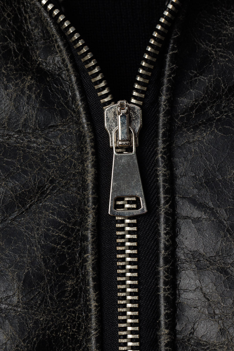 Bomber montone uomo Shearling con zip pelo grigio