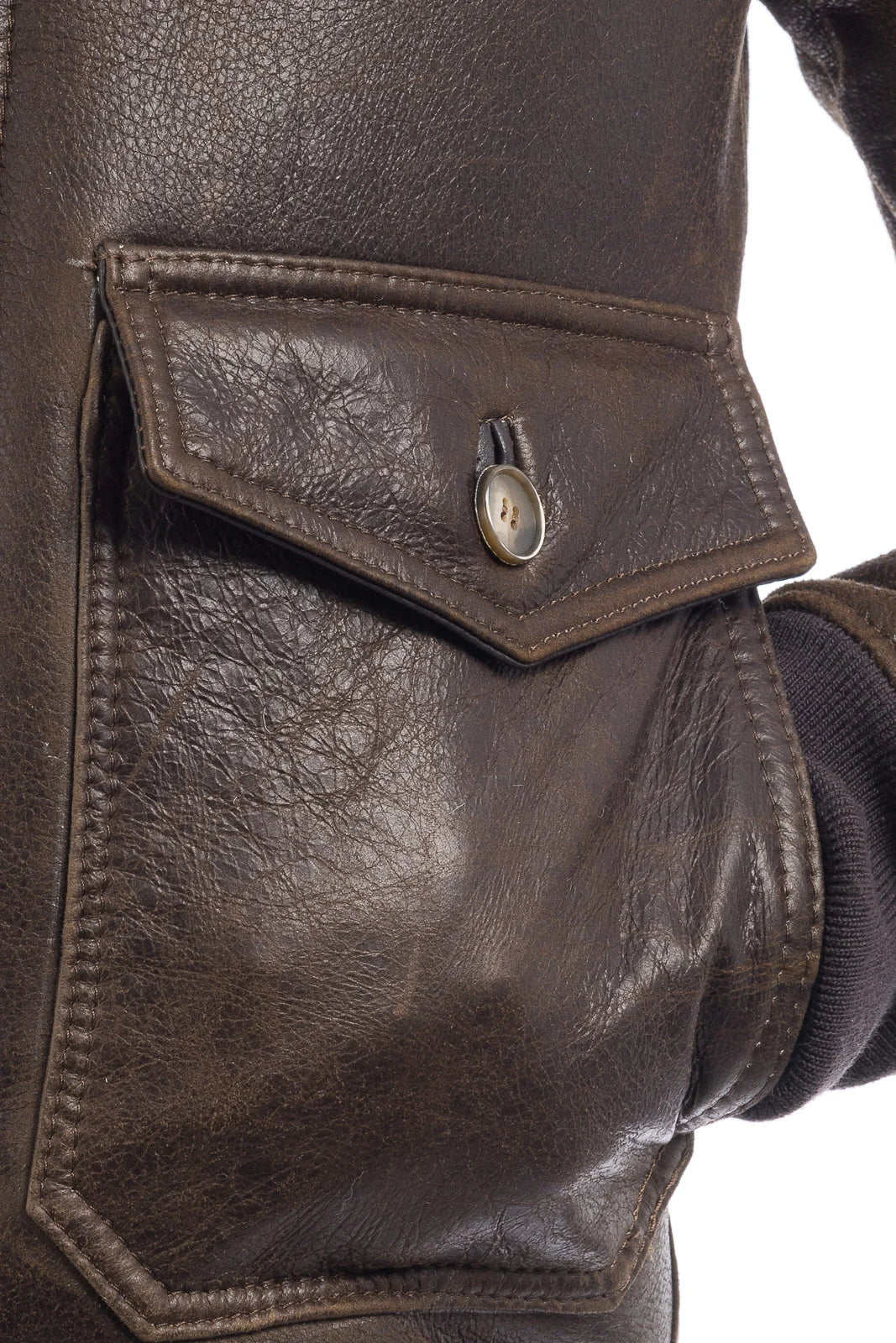 Bomber interamente in montone marrone pelo bianco con zip VAST bambino