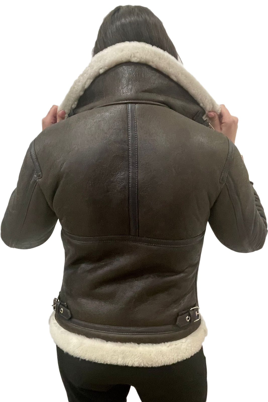 Bomber montone pelo bianco donna con zip aviatore ADRIANA B3
