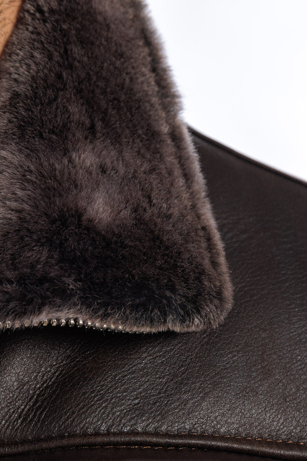 Bomber montone shearling uomo testa di moro con pelo brisee