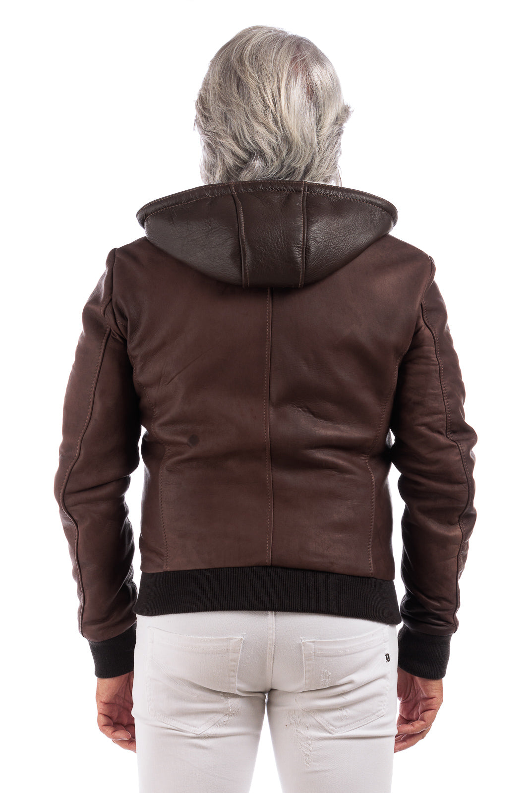 Bomber montone testa di moro pelo bianco uomo con zip