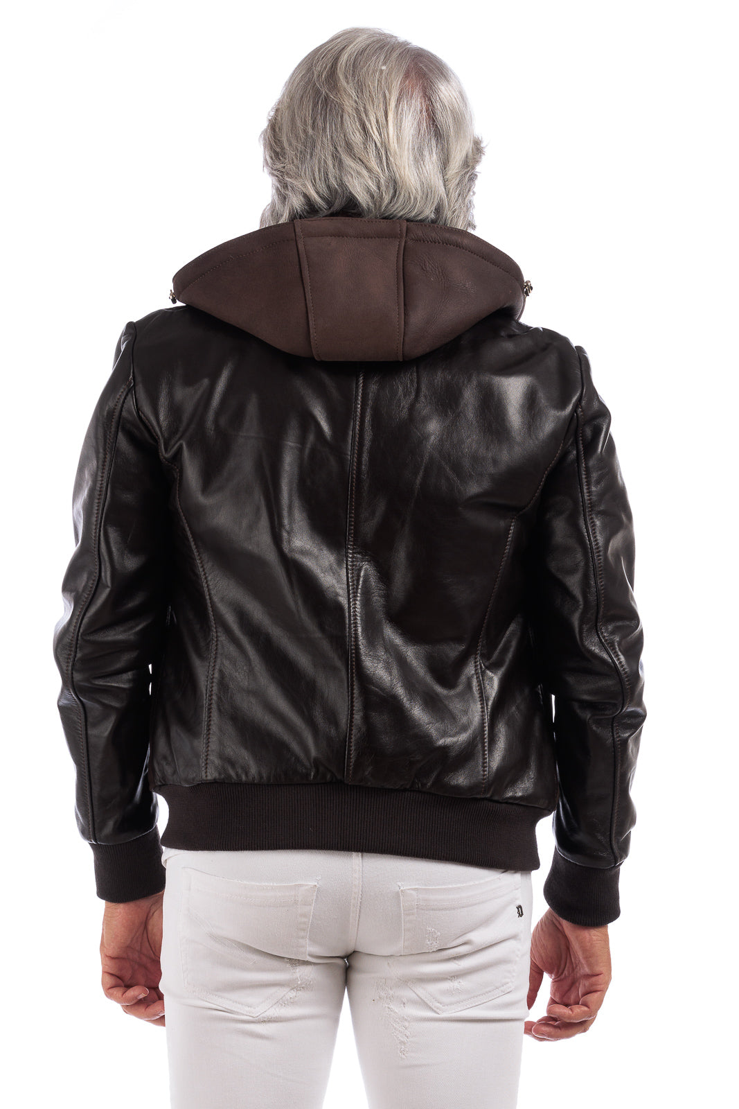 Bomber montone testa di moro pelo marrone uomo con zip