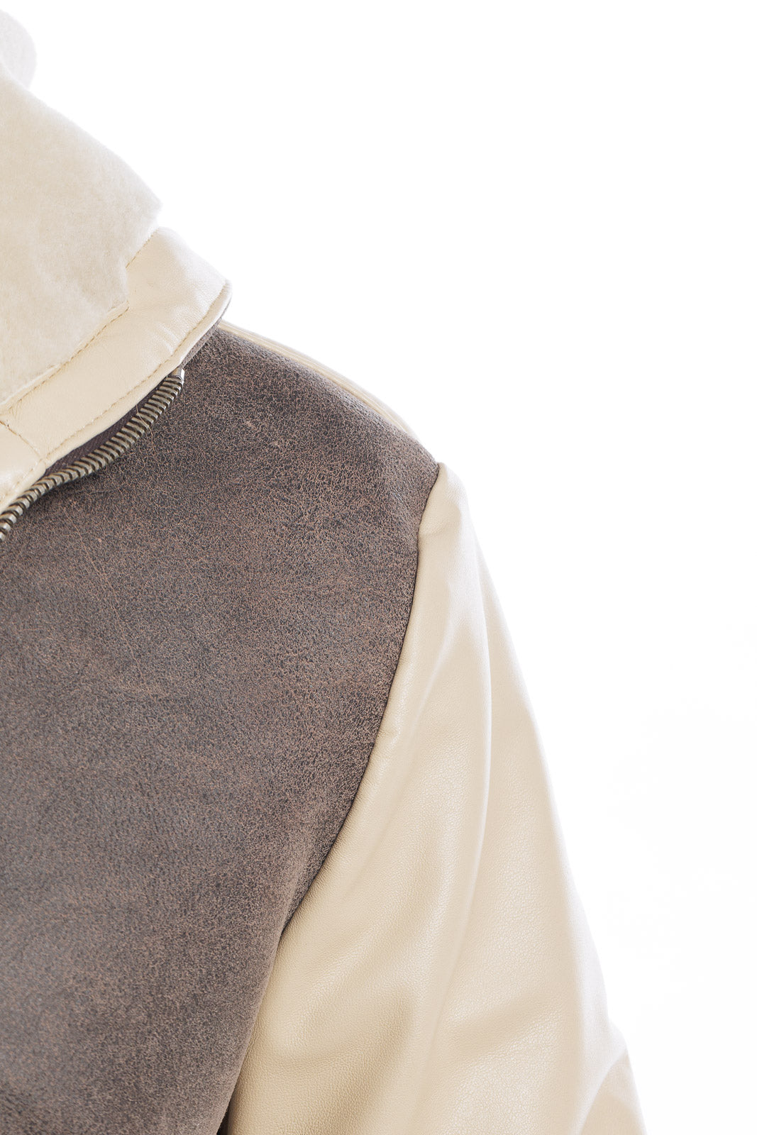 Bomber montone uomo Shearling marrone e panna con cappuccio