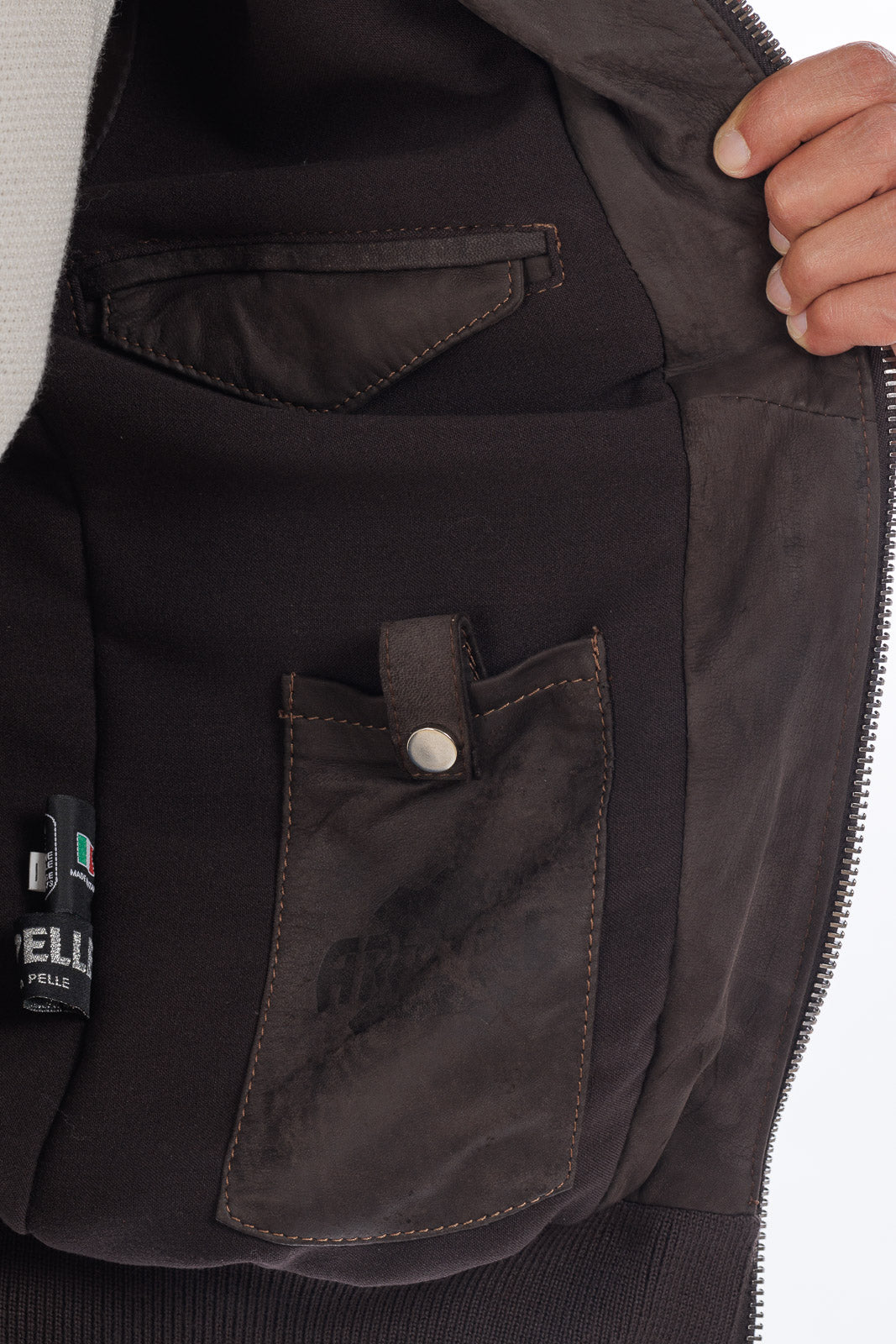 Bomber testa di moro in vera pelle con zip