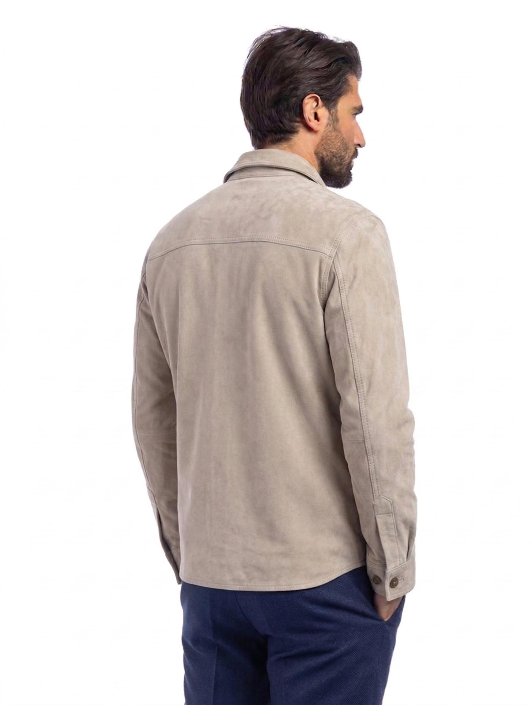 Camicia sahariana in camoscio uomo sabbia