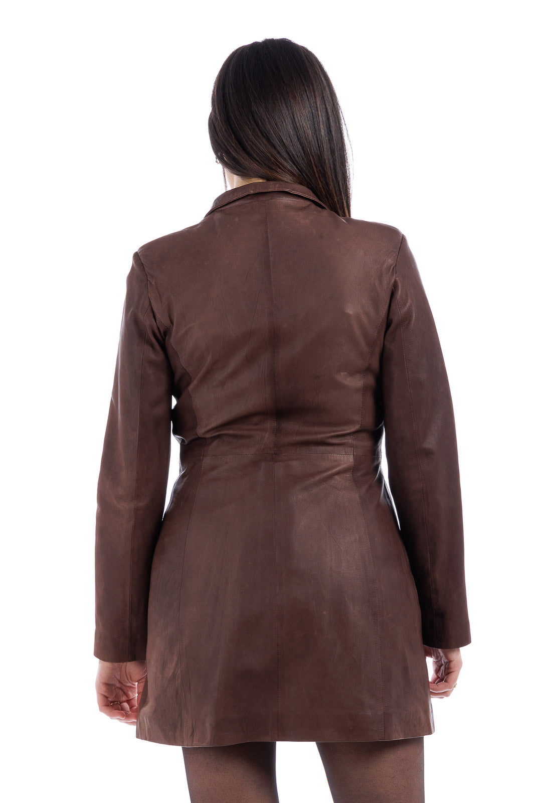 Cappotto in pelle donna testa di moro
