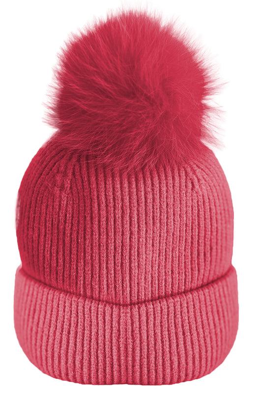 Berretto in lana con pon pon in murmasky rosso