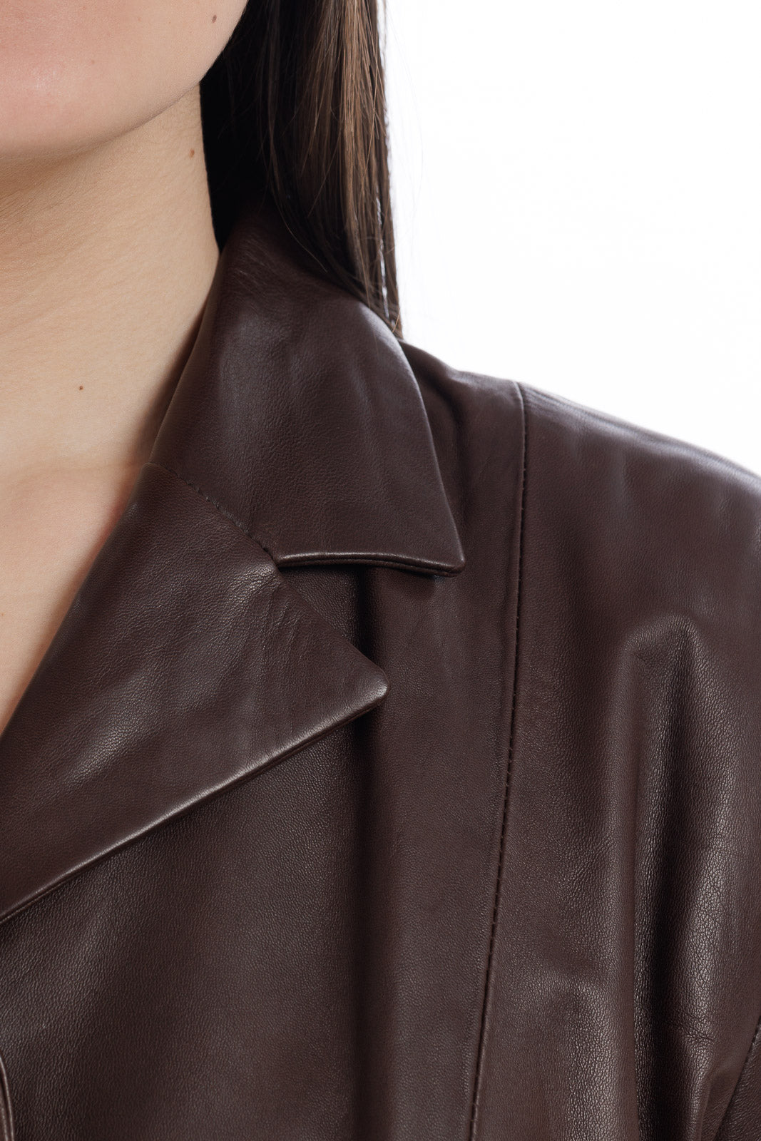 Giacca con cintura in pelle donna testa di moro MARGOT