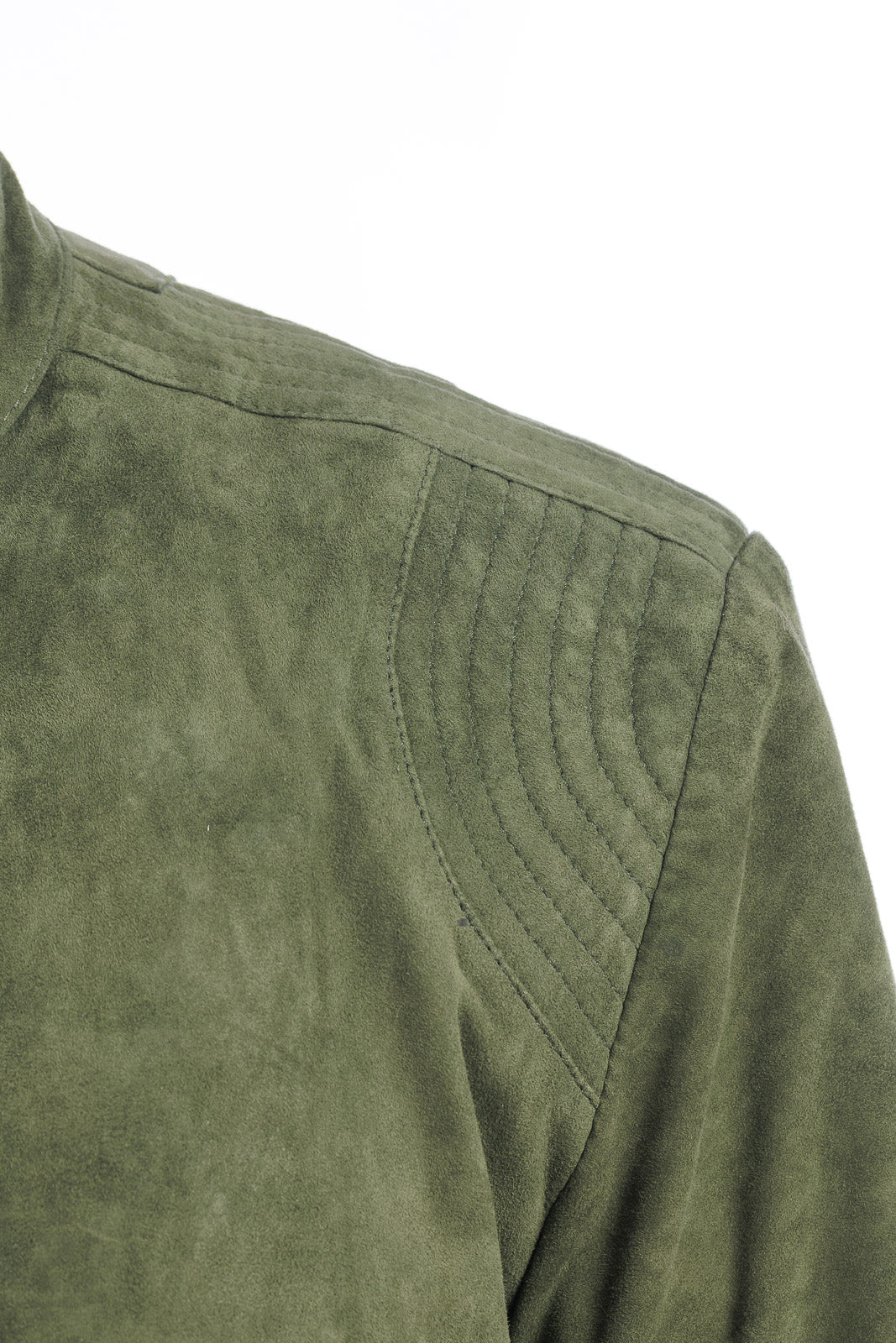 Giacca in camoscio di renna uomo con zip PP verde