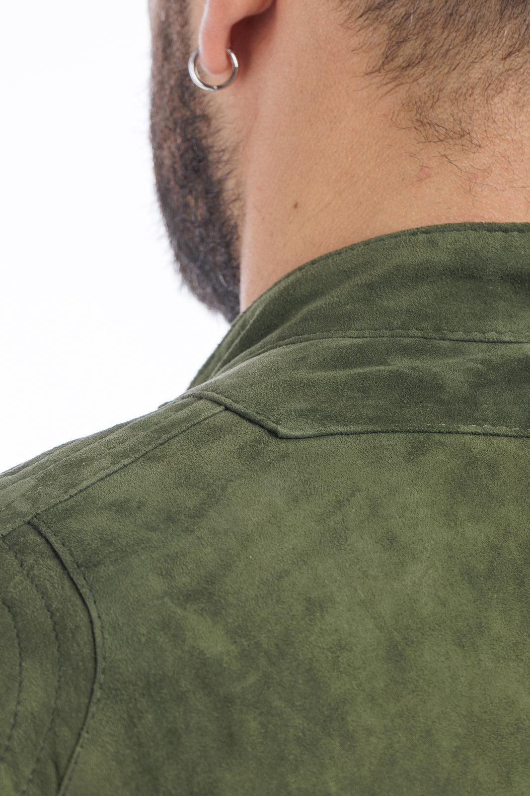 Giacca in camoscio di renna uomo con zip PP verde