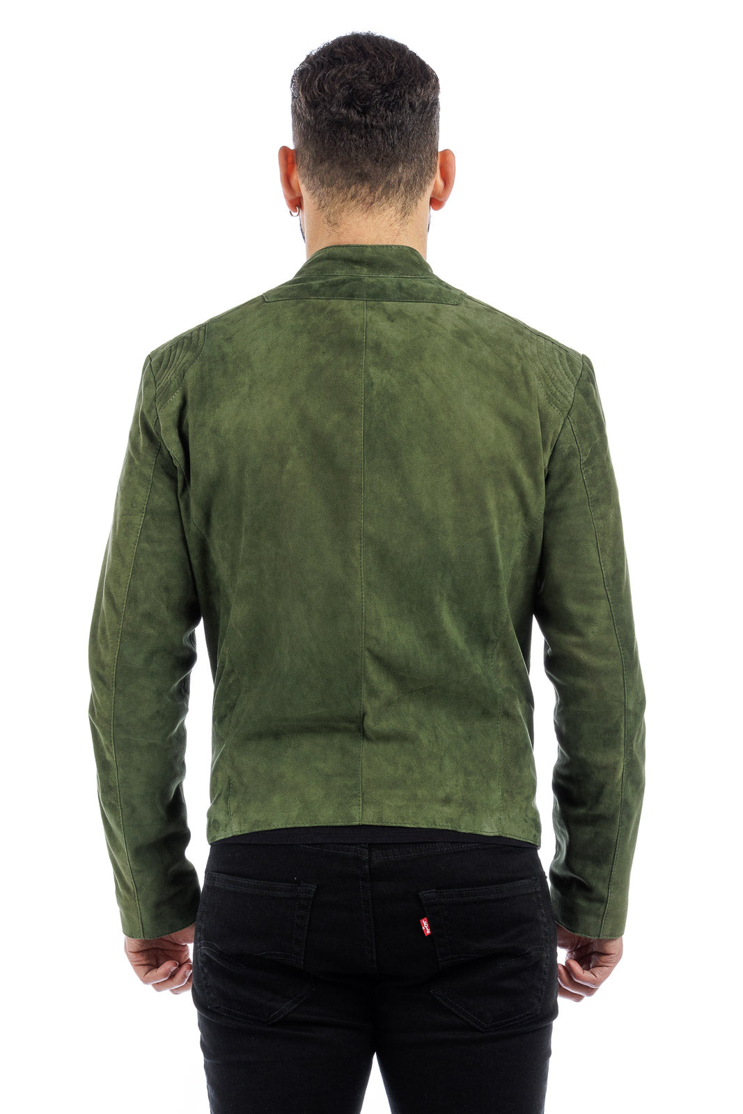Giacca in camoscio di renna uomo con zip PP verde