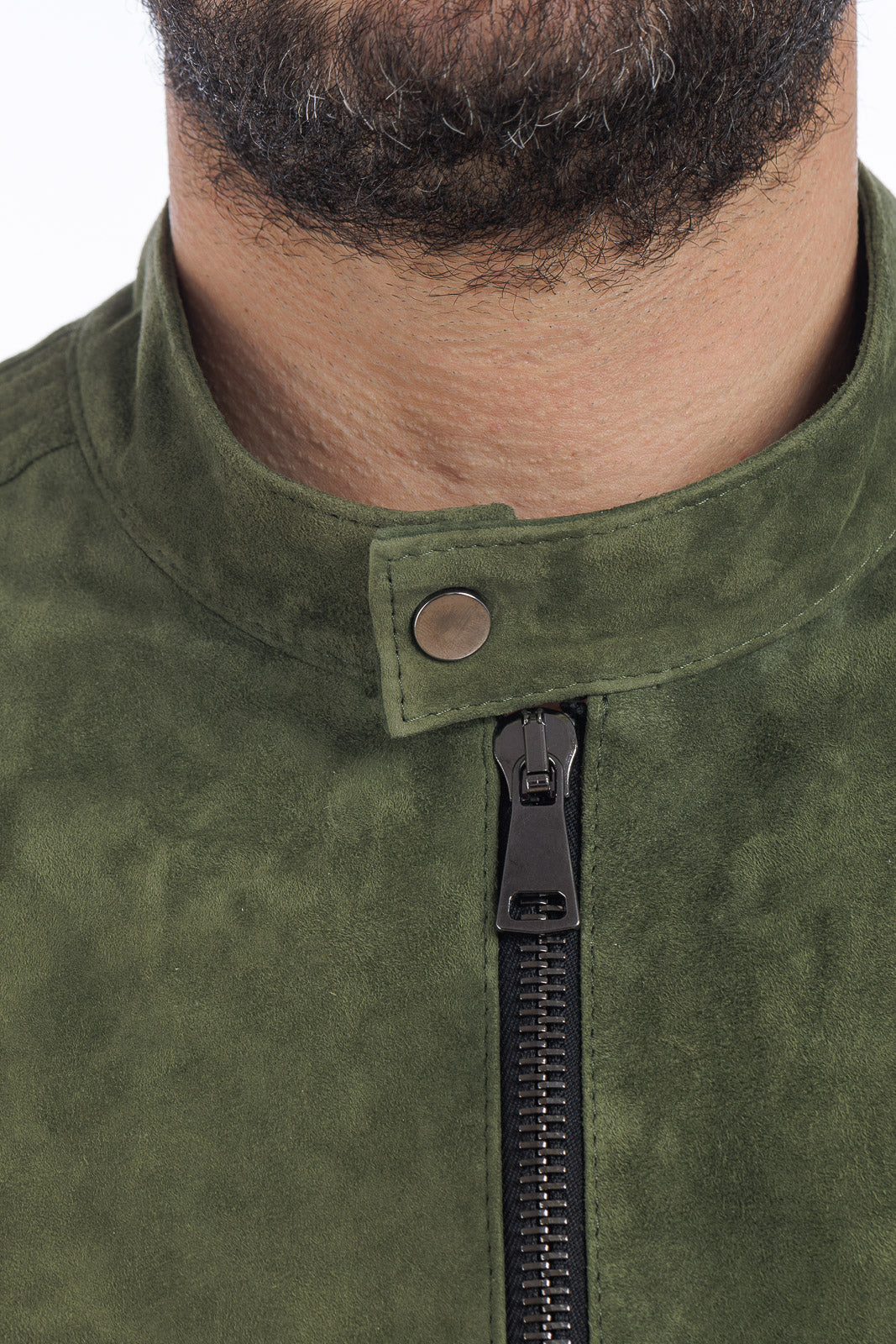 Giacca in camoscio di renna uomo con zip PP verde