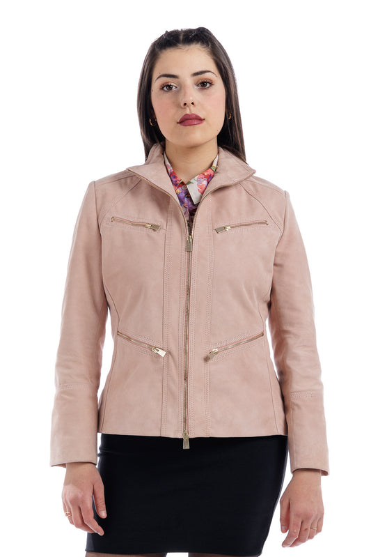 Giacca in camoscio donna con zip FAY rosa