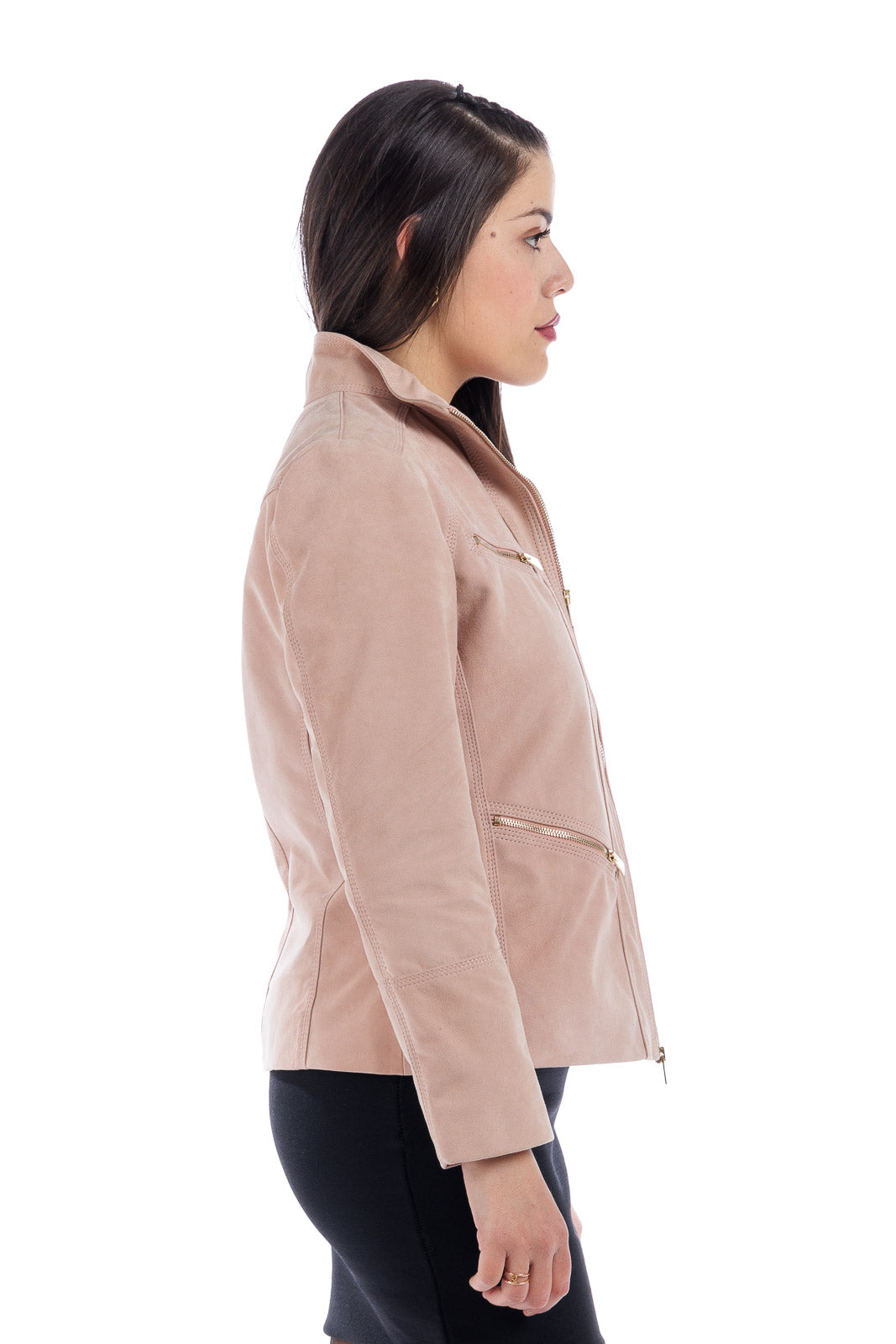 Giacca in camoscio donna con zip FAY rosa