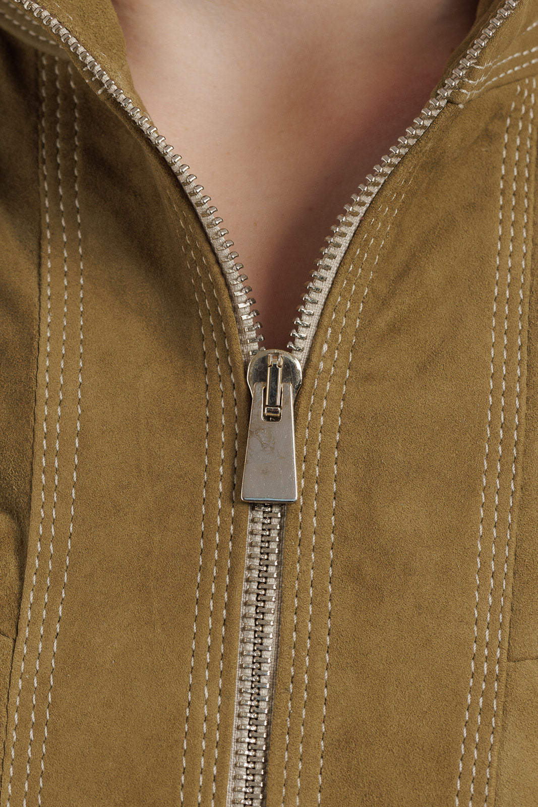 Giacca in camoscio donna con zip FAY verde
