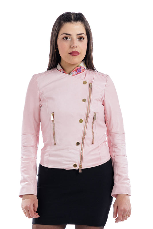 Giacca in pelle donna con zip CHANEL rosa