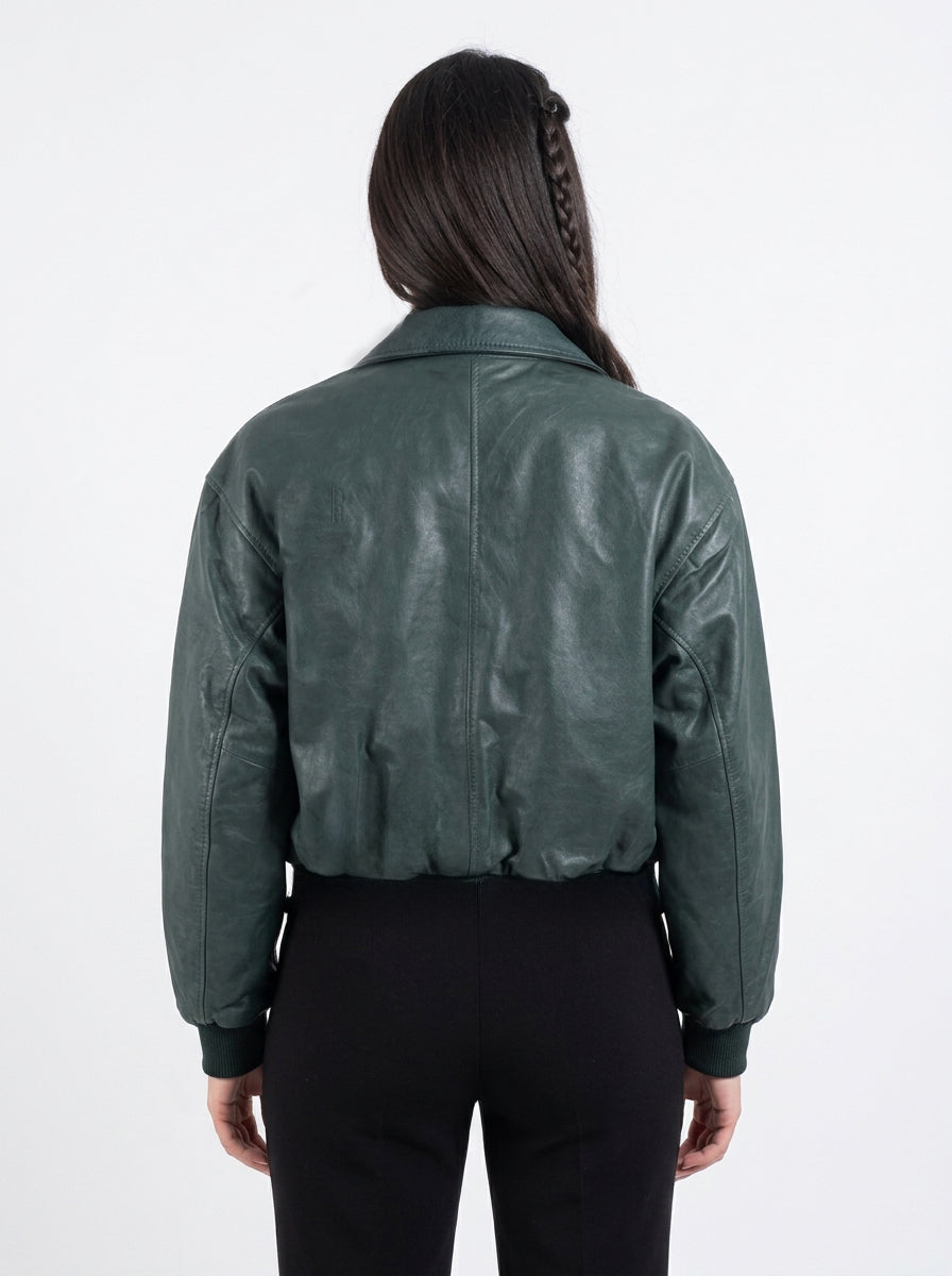 Giacca OVER  in pelle donna verde