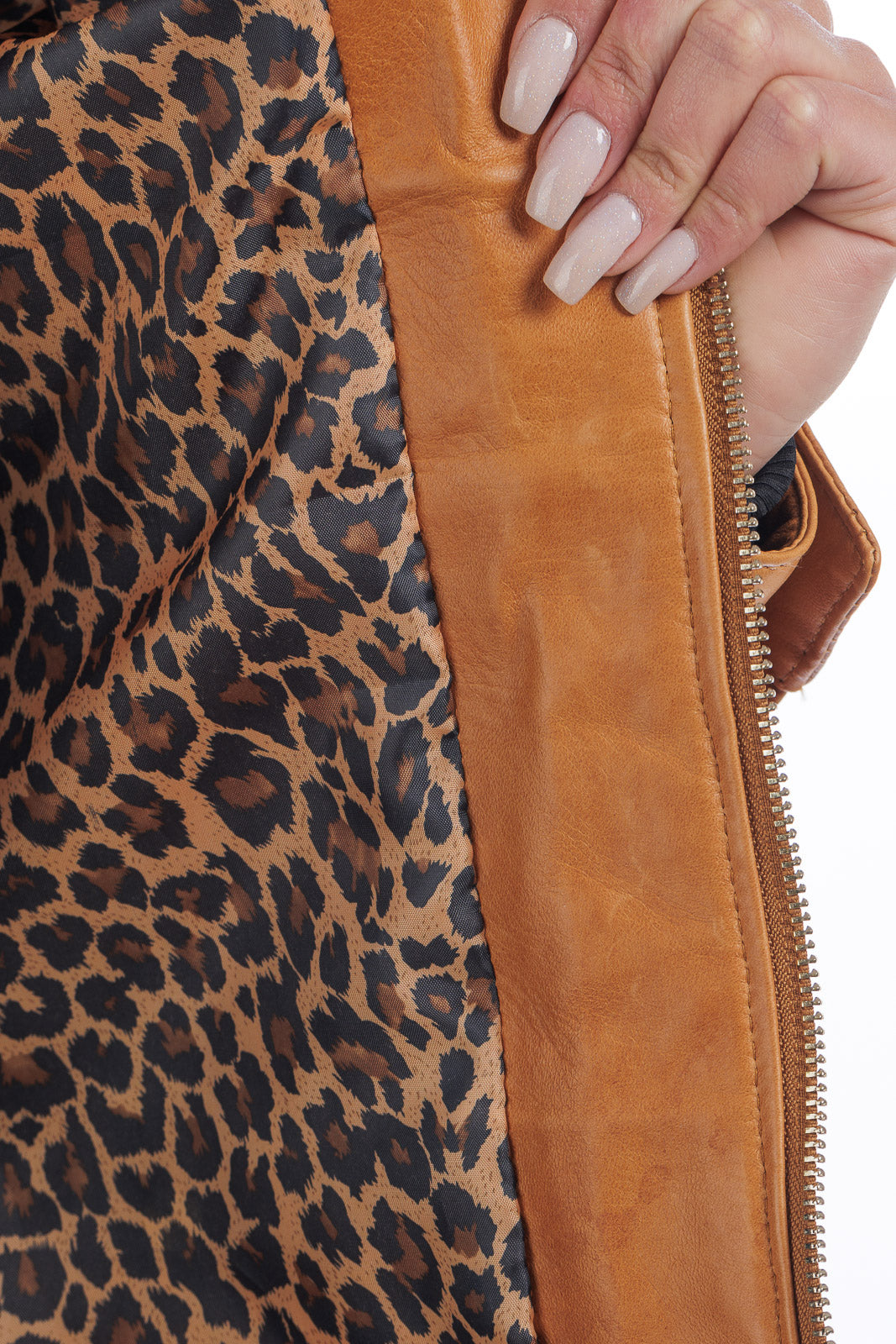 Giacca in pelle donna con zip CRISTINA cuoio